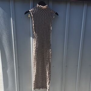 Say What? Sleeveless Textured Brown Dress